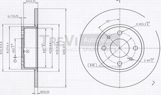 Trevi Automotive BD1005 - Disque de frein cwaw.fr