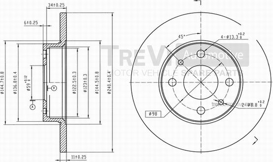 Trevi Automotive BD1015 - Disque de frein cwaw.fr