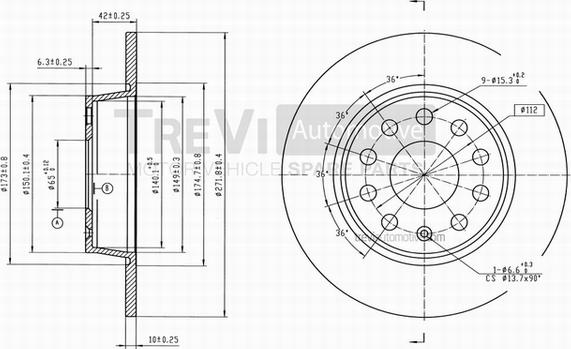 Trevi Automotive BD1088 - Disque de frein cwaw.fr