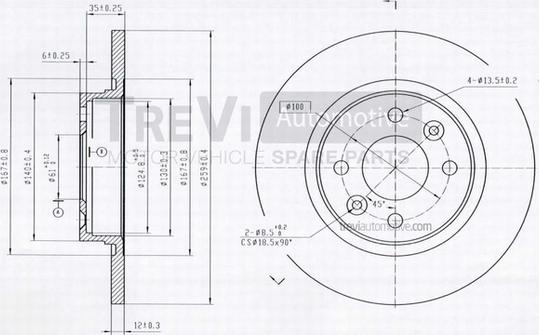 Trevi Automotive BD1074 - Disque de frein cwaw.fr