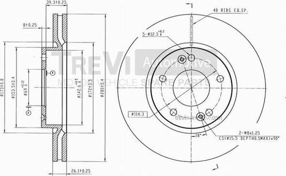 Trevi Automotive BD1191 - Disque de frein cwaw.fr