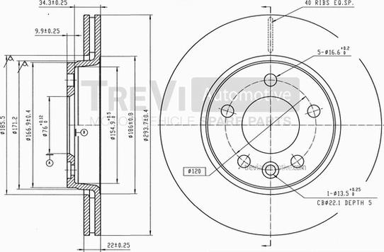 Trevi Automotive BD1193 - Disque de frein cwaw.fr