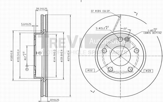 Trevi Automotive BD1148 - Disque de frein cwaw.fr