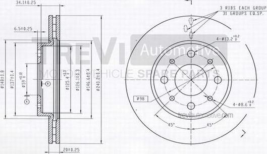 Trevi Automotive BD1143 - Disque de frein cwaw.fr