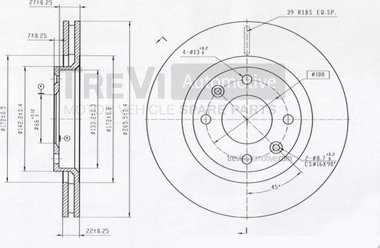 Trevi Automotive BD1150 - Disque de frein cwaw.fr