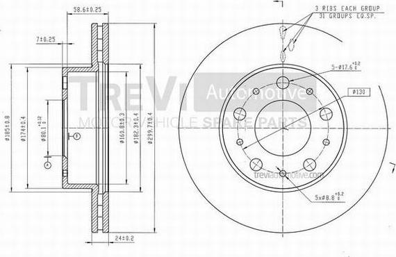 Trevi Automotive BD1158 - Disque de frein cwaw.fr