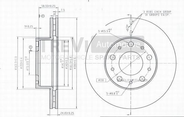 Trevi Automotive BD1157 - Disque de frein cwaw.fr