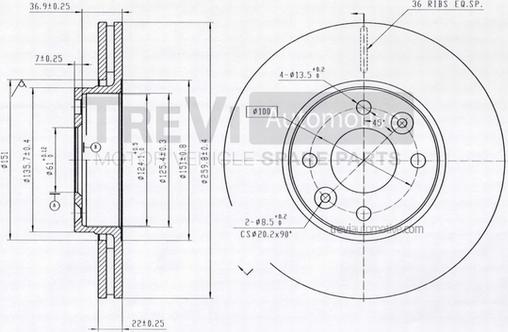 Trevi Automotive BD1164 - Disque de frein cwaw.fr