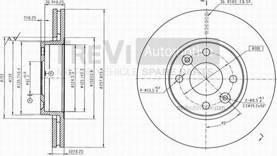 Trevi Automotive BD1165 - Disque de frein cwaw.fr