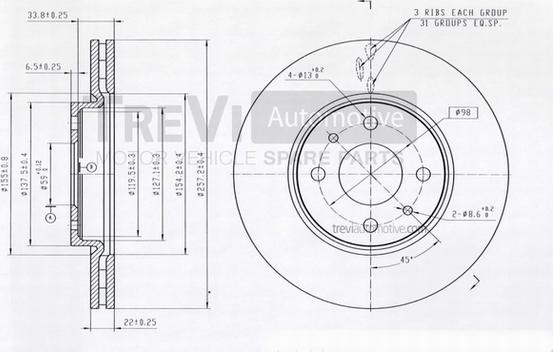 Trevi Automotive BD1104 - Disque de frein cwaw.fr