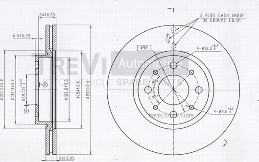 Trevi Automotive BD1106 - Disque de frein cwaw.fr