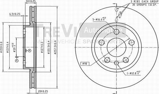 Trevi Automotive BD1107 - Disque de frein cwaw.fr