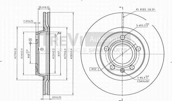 Trevi Automotive BD1119 - Disque de frein cwaw.fr