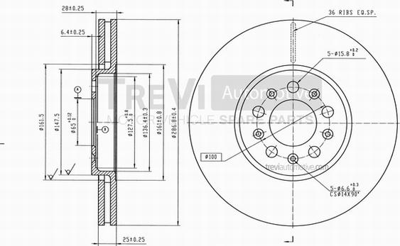 Trevi Automotive BD1115 - Disque de frein cwaw.fr