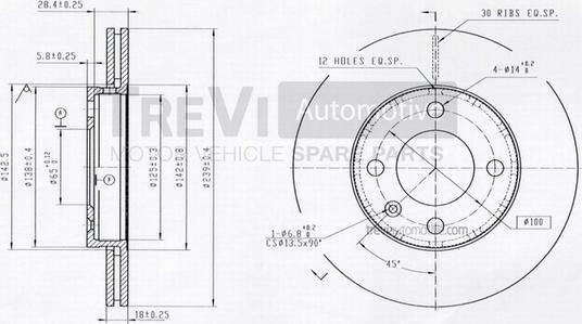 Trevi Automotive BD1110 - Disque de frein cwaw.fr