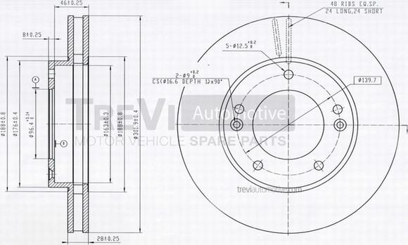 Trevi Automotive BD1188 - Disque de frein cwaw.fr