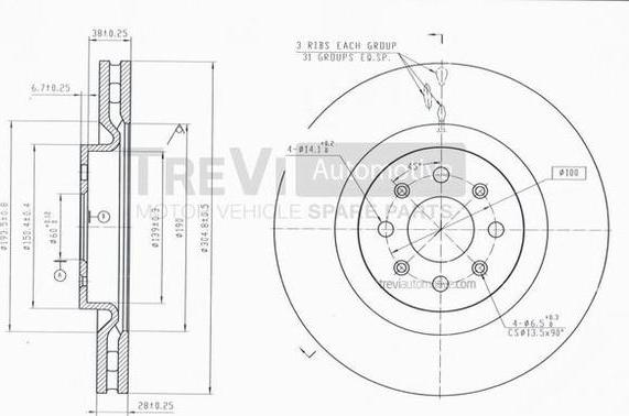 Trevi Automotive BD1135 - Disque de frein cwaw.fr