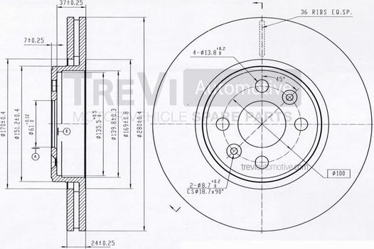 Trevi Automotive BD1136 - Disque de frein cwaw.fr