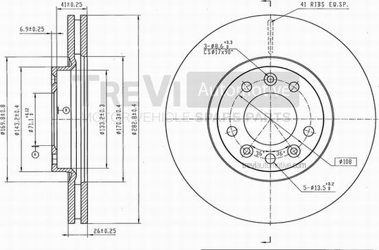 Trevi Automotive BD1137 - Disque de frein cwaw.fr