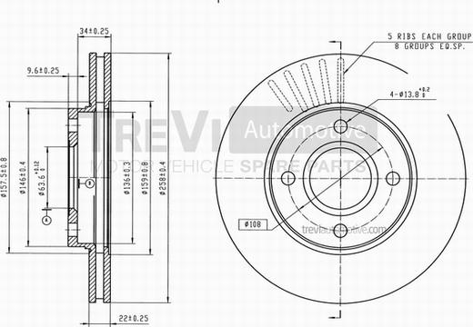 Trevi Automotive BD1129 - Disque de frein cwaw.fr