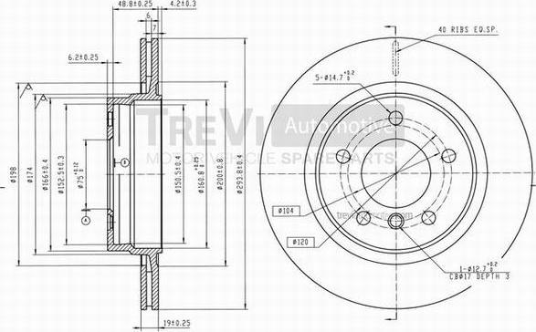 Trevi Automotive BD1125 - Disque de frein cwaw.fr