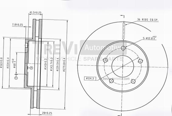 Trevi Automotive BD1179 - Disque de frein cwaw.fr