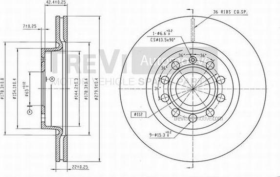 Trevi Automotive BD1172 - Disque de frein cwaw.fr