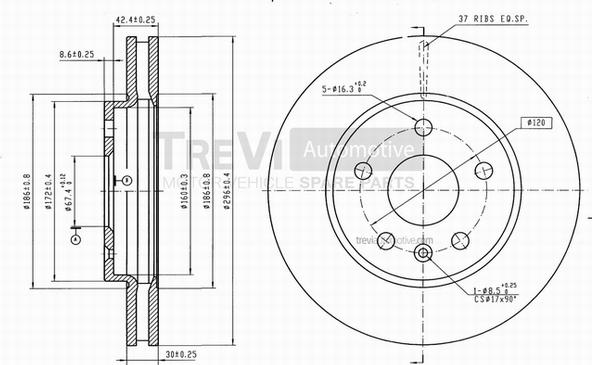 Trevi Automotive BD1247 - Disque de frein cwaw.fr