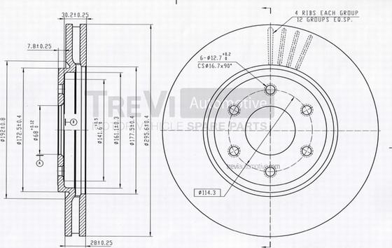 Trevi Automotive BD1256 - Disque de frein cwaw.fr