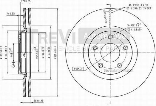 Trevi Automotive BD1253 - Disque de frein cwaw.fr