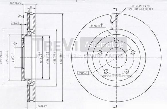 Trevi Automotive BD1233 - Disque de frein cwaw.fr