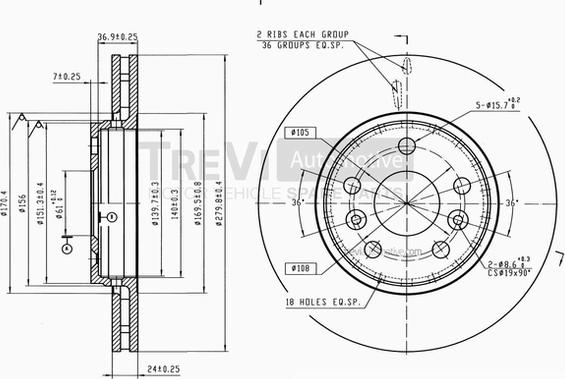 Trevi Automotive BD1237 - Disque de frein cwaw.fr