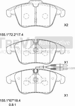 Trevi Automotive PF1499 - Kit de plaquettes de frein, frein à disque cwaw.fr