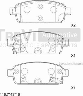 Trevi Automotive PF1443 - Kit de plaquettes de frein, frein à disque cwaw.fr