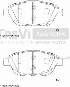 Trevi Automotive PF1447 - Kit de plaquettes de frein, frein à disque cwaw.fr