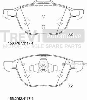 Trevi Automotive PF1452 - Kit de plaquettes de frein, frein à disque cwaw.fr