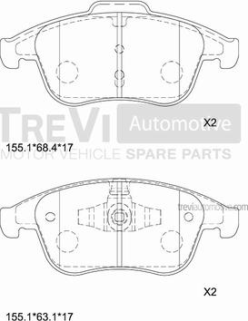 Trevi Automotive PF1404 - Kit de plaquettes de frein, frein à disque cwaw.fr