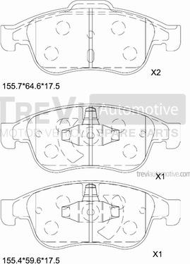 Trevi Automotive PF1403 - Kit de plaquettes de frein, frein à disque cwaw.fr