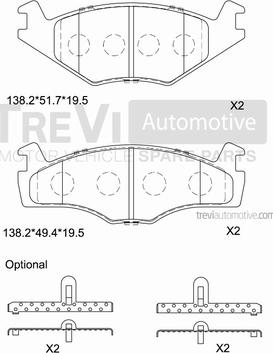 Trevi Automotive PF1411 - Kit de plaquettes de frein, frein à disque cwaw.fr