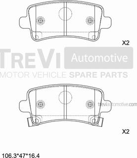 Trevi Automotive PF1420 - Kit de plaquettes de frein, frein à disque cwaw.fr