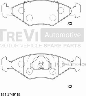 Trevi Automotive PF1539 - Kit de plaquettes de frein, frein à disque cwaw.fr