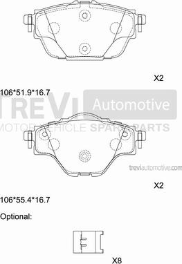 Trevi Automotive PF1522 - Kit de plaquettes de frein, frein à disque cwaw.fr