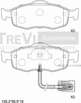 Trevi Automotive PF1576 - Kit de plaquettes de frein, frein à disque cwaw.fr