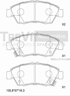 Trevi Automotive PF1577 - Kit de plaquettes de frein, frein à disque cwaw.fr