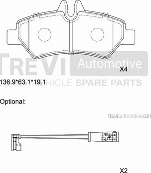 Trevi Automotive PF1646 - Kit de plaquettes de frein, frein à disque cwaw.fr