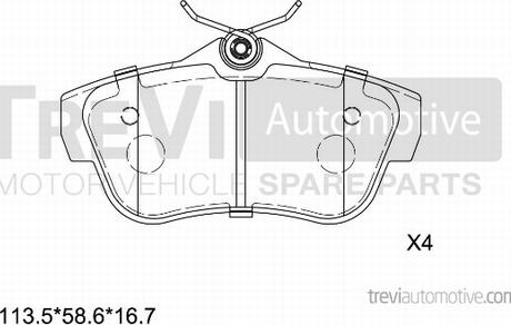 Trevi Automotive PF1642 - Kit de plaquettes de frein, frein à disque cwaw.fr