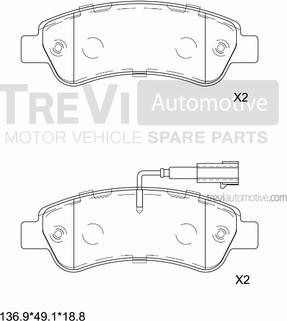 Trevi Automotive PF1651 - Kit de plaquettes de frein, frein à disque cwaw.fr