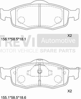 Trevi Automotive PF1601 - Kit de plaquettes de frein, frein à disque cwaw.fr