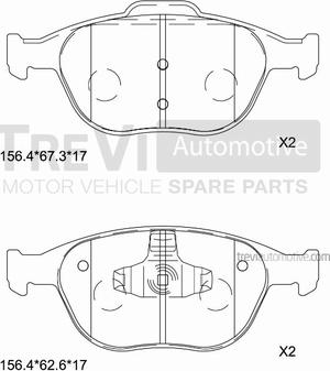 Trevi Automotive PF1635 - Kit de plaquettes de frein, frein à disque cwaw.fr