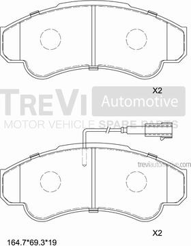 Trevi Automotive PF1629 - Kit de plaquettes de frein, frein à disque cwaw.fr